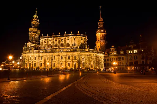 Hofkirche Illuminé Nuit Dresde Allemagne — Photo