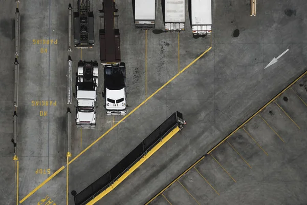 Aerial View Parked Trucks Bright Sunlight — Stock Photo, Image