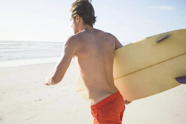 Young Male Surfer Running Beach Cape Town Western Cape South — Stock Photo, Image