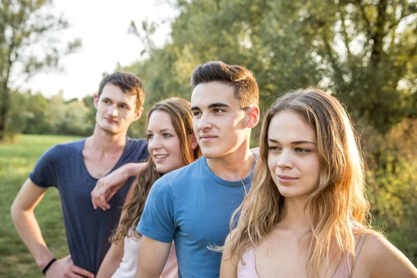 Portrait Group Friends Rural Environment Smiling — Stock Photo, Image