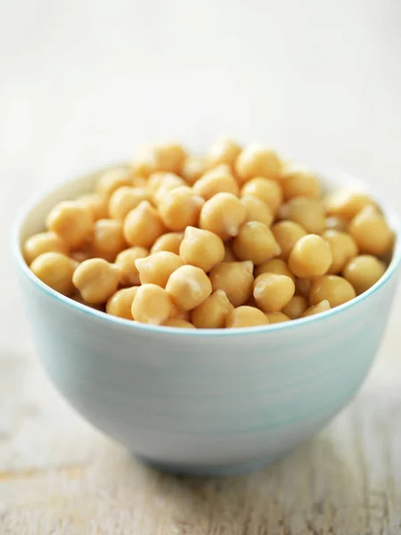 Boiled Chick Peas Blue Bowl Close Shot — Stock Photo, Image