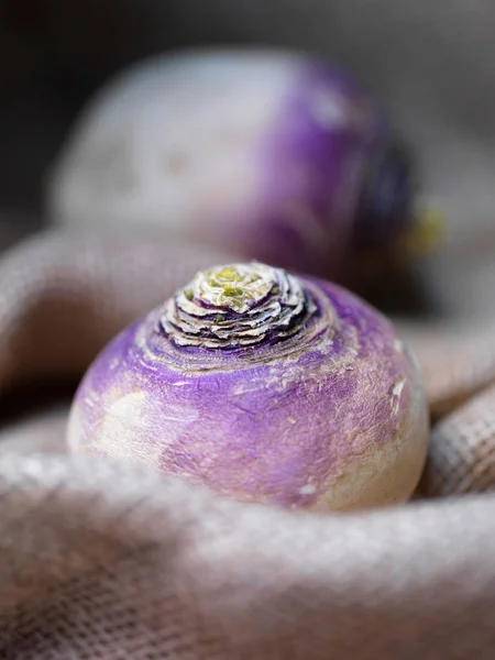 Primo piano colpo di rapa viola nel sacco — Foto stock