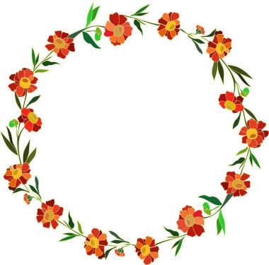 vektör çizim turuncu sarı çiçek çelenk, tebrik kartı, davet, arka plan