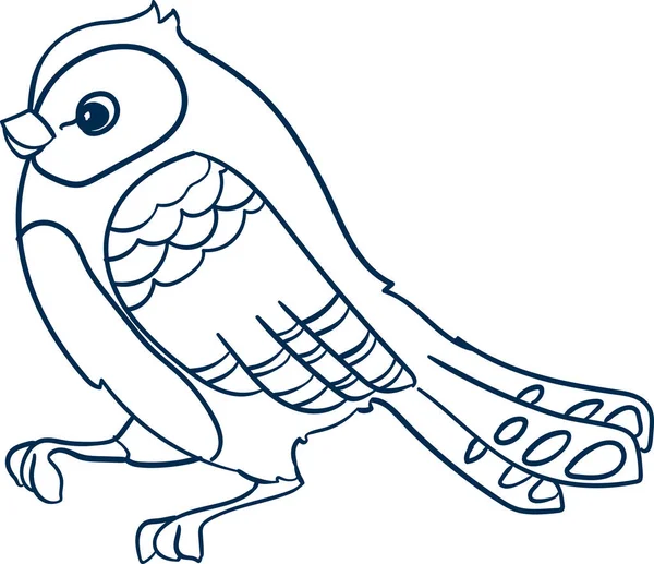 Liten Fågel Tecknad Stil Handritning Skiss Doodle Monokrom Vektor Illustration — Stock vektor
