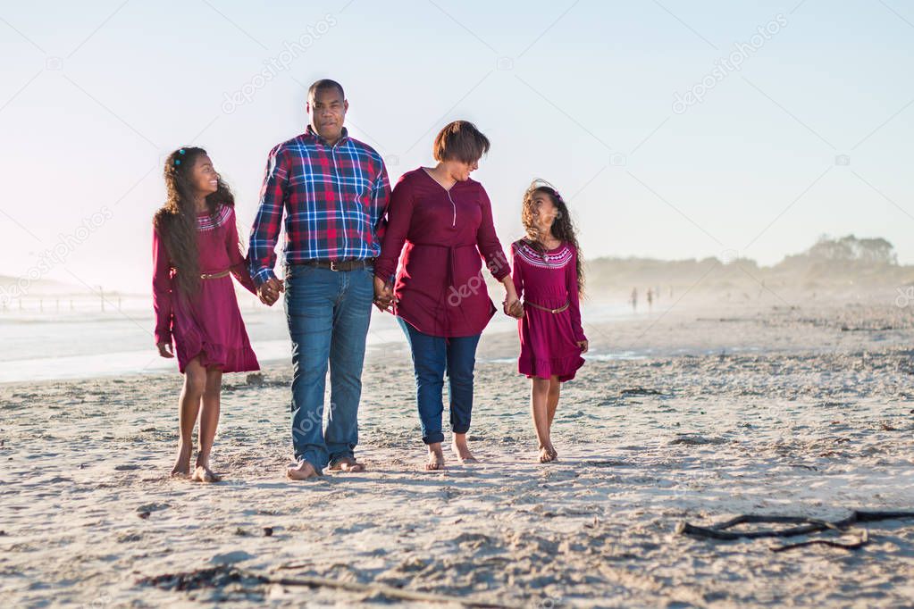 Happy family interacting portrait