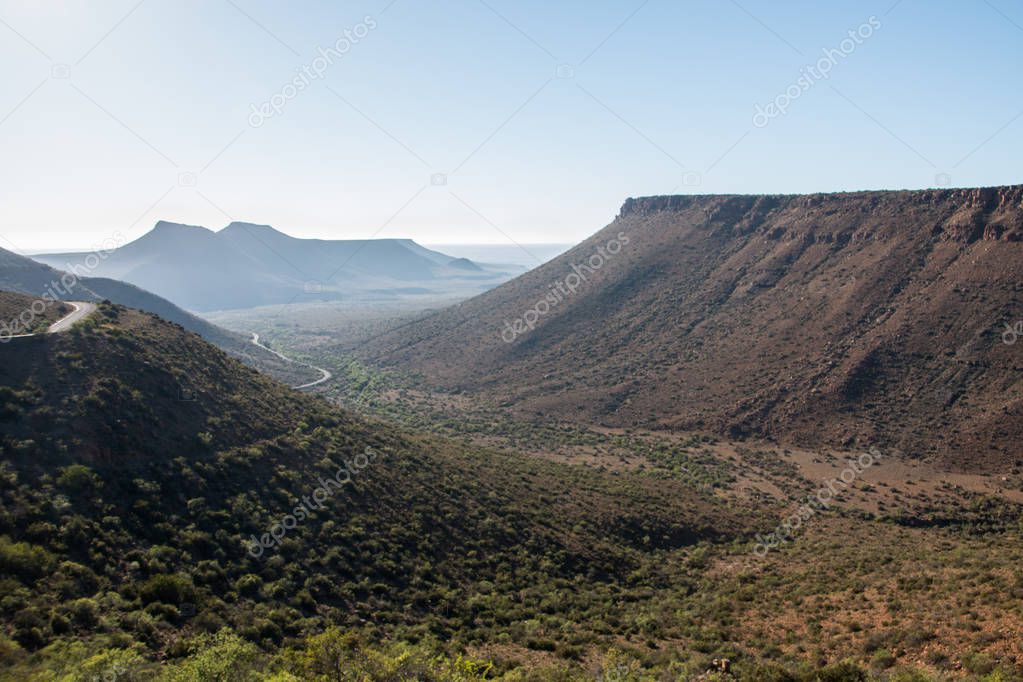 Karoo National Park mountain pass landscape with clear skies