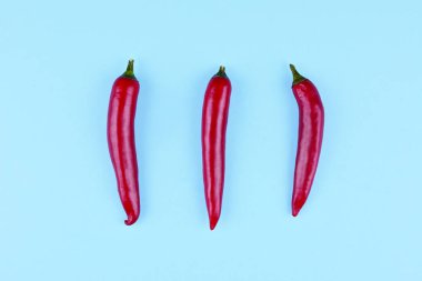 Mavi zemin üzerine kırmızı biber yetkin.