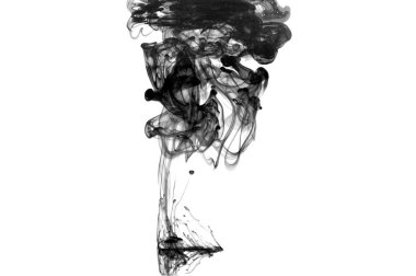Cloud of black ink in water isolated. clipart
