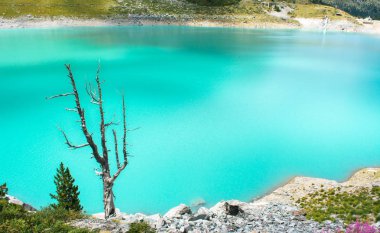 İsviçre görkemli dağ gölü.