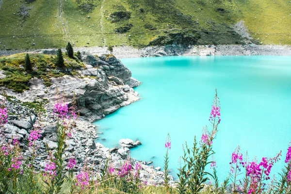 İsviçre görkemli dağ gölü.