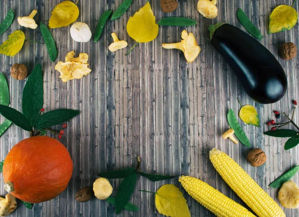 Verduras frescas de otoño sobre fondo de madera . — Foto de Stock