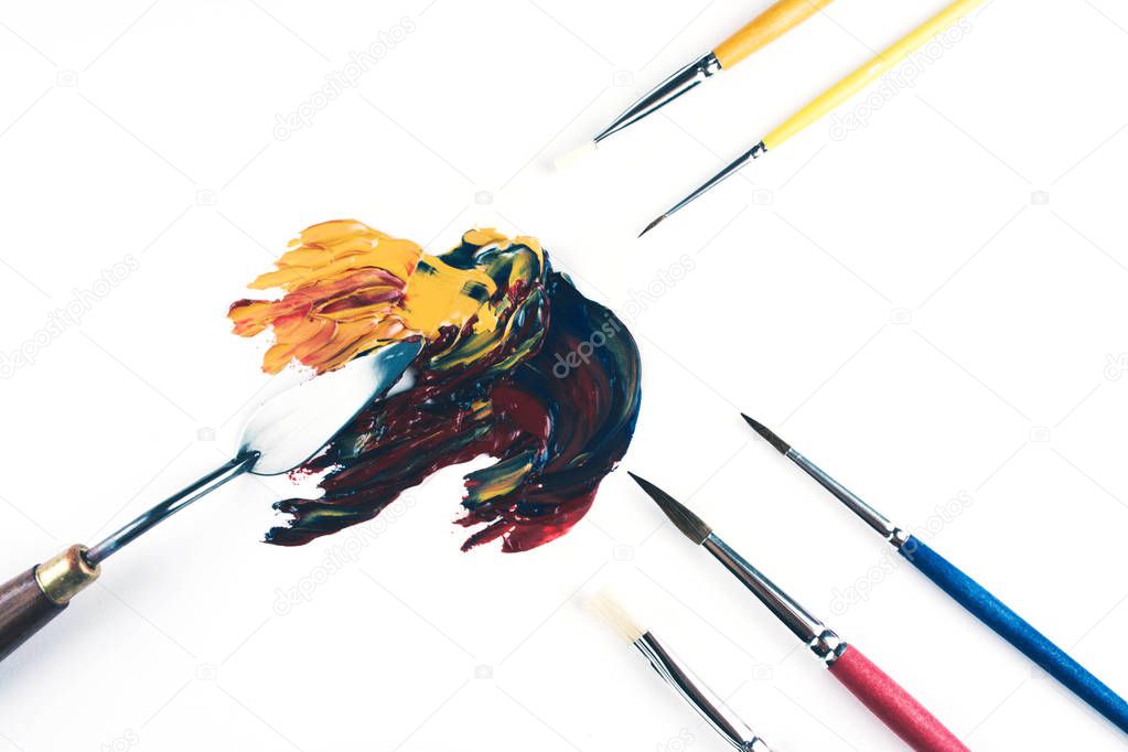Oil paint brush strokes on white background. — Stock Photo © niekrasova