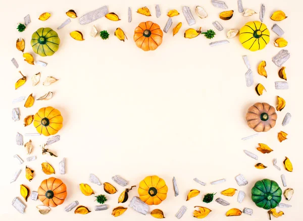 Bej renkli arka plan üzerinde dekoratif kabaklar .