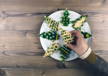 Lezzetli Noel gingerbread çerezleri.