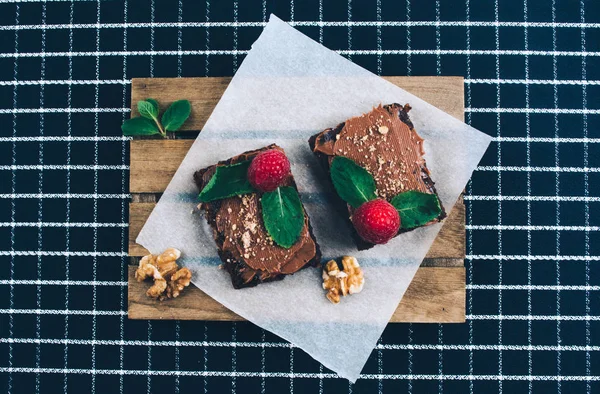 Coffee with homemade vegan brownies.