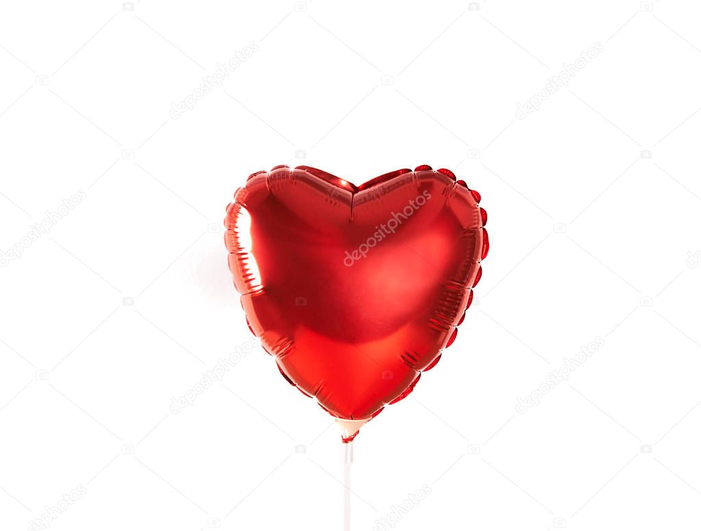 Red heart balloon on ultra violet background.
