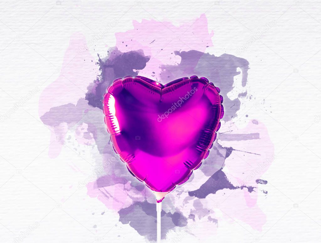 Pink heart balloon on bright background.