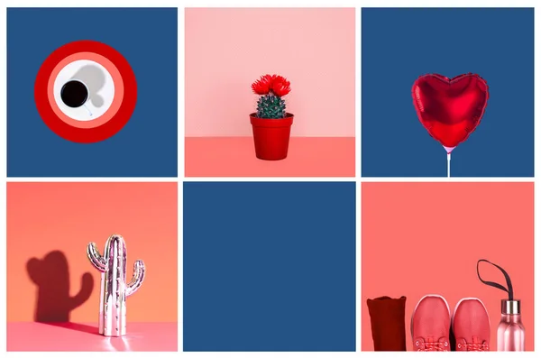 Collage inspirado en el color del año 2019 - Living Coral . — Foto de Stock