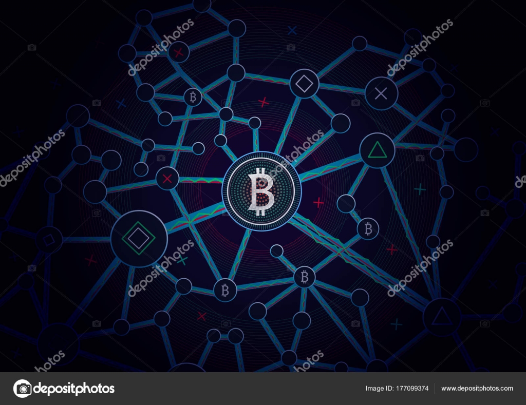 Bitcoin 보안 사업 배경입니다. Bitcoin 암호화 마이닝 데이터 시각화입니다. 비즈니스 지갑 구조, 보안 환전, 벡터 모델.  암호화 가상 결제 금융입니다. 골드 돈 거래 스톡 벡터 - ©Chiken_brave 177099374