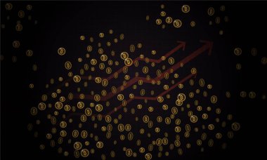 Bitcoins güvenlik iş geçmişi. Bitcoin Kripto incelemesi görselleştirme. İş cüzdan arka plan, güvenlik Döviz Alım Satım, vektör modeli. Kripto sanal ödeme vade. Altın para ticaret