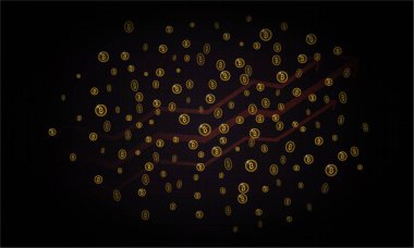 Bitcoins güvenlik iş geçmişi. Bitcoin Kripto incelemesi görselleştirme. İş cüzdan arka plan, güvenlik Döviz Alım Satım, vektör modeli. Kripto sanal ödeme vade. Altın para ticaret