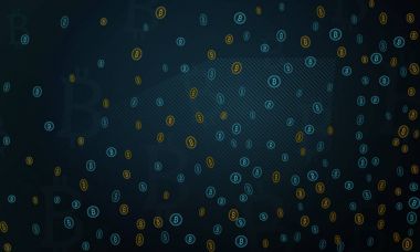 Bitcoins güvenlik iş geçmişi. Bitcoin Kripto incelemesi görselleştirme. İş cüzdan arka plan, güvenlik Döviz Alım Satım, vektör modeli. Kripto sanal ödeme vade. Altın para ticaret