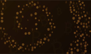 Bitcoins güvenlik iş geçmişi. Bitcoin Kripto incelemesi görselleştirme. İş cüzdan arka plan, güvenlik Döviz Alım Satım, vektör modeli. Kripto sanal ödeme vade. Altın para ticaret