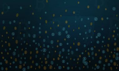 Bitcoins güvenlik iş geçmişi. Bitcoin Kripto incelemesi görselleştirme. İş cüzdan arka plan, güvenlik Döviz Alım Satım, vektör modeli. Kripto sanal ödeme vade. Altın para ticaret