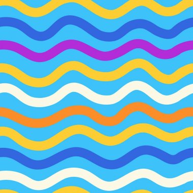 Çizgi deseni sorunsuz arka plan. Vektör soyut çizgili. Dalgalı rengi Dikişsiz desen süsleme. Moda, baskı, kapak ya da Tekstil için dekorasyon arka plan. Basit en az doodle pop art. Okyanus satırları.