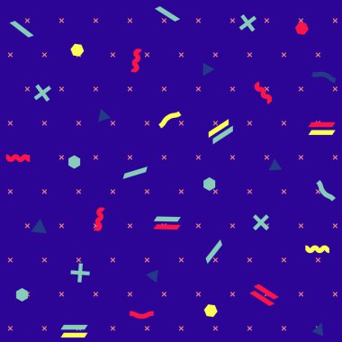 Desen sorunsuz memphis retro tarzı. Soyut vektör sorunsuz arka plan. Memphis geometrik desen vintage basit pop art şekiller. Modern en az renkli şık grafik kumaş veya yazdırma sanat için iyi.