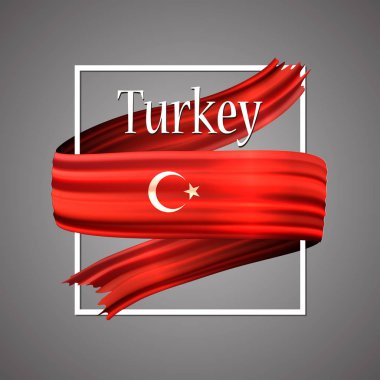 Türkiye'nin bayrak. Resmi ulusal renkleri. Türk 3d gerçekçi şerit. İzole sallayarak vektör zafer bayrak işareti şerit. Vektör çizim arka plan. Simgesi emoji tasarım çerçeve ile.
