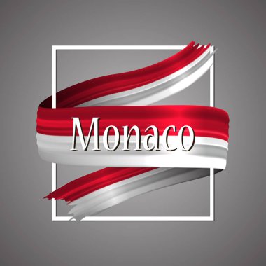 Monaco bayrağı. Resmi ulusal renkleri. Monaco'nın 3d gerçekçi şerit. İzole sallayarak vektör zafer bayrak işareti şerit. Vektör çizim arka plan. Simgesi emoji tasarım çerçeve ile.