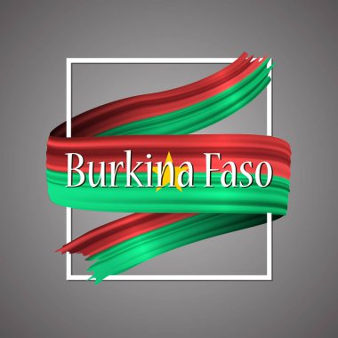 Burkina Faso bayrak. Resmi ulusal renkleri. Burkina Faso 3d gerçekçi şerit. Sallama vektör vatansever zafer bayrak işareti şerit. Vektör çizim arka plan. Simge tasarım çerçeve.
