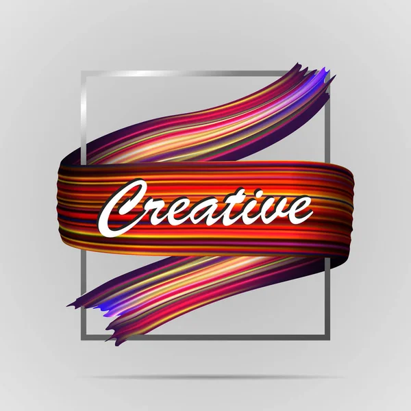 Pociągnięcia pędzlem streszczenie farba 3d płyn rozpryski tła. Creative typografia układ. Projekt okładki kolorowych wymazu wstążki. Sztuka cyfrowa pociągnięcia pędzla. Okładka, plakat, baner. Ilustracja wektorowa. — Wektor stockowy