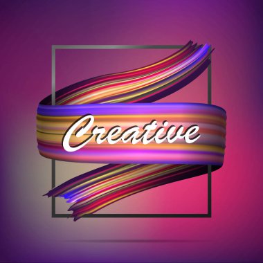 Soyut boya fırça darbesi sıvı 3d arka plan sıçramak. Yaratıcı tipografi düzeni. Renkli smear şerit kapak tasarımı. Dijital brushstroke sanat. Kapak, poster, afiş için. Vektör çizim.