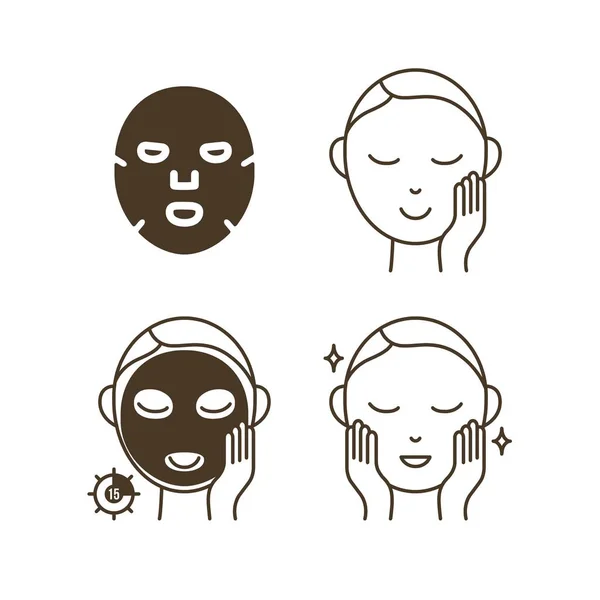 Pasos Cómo usar la máscara de hoja facial — Vector de stock