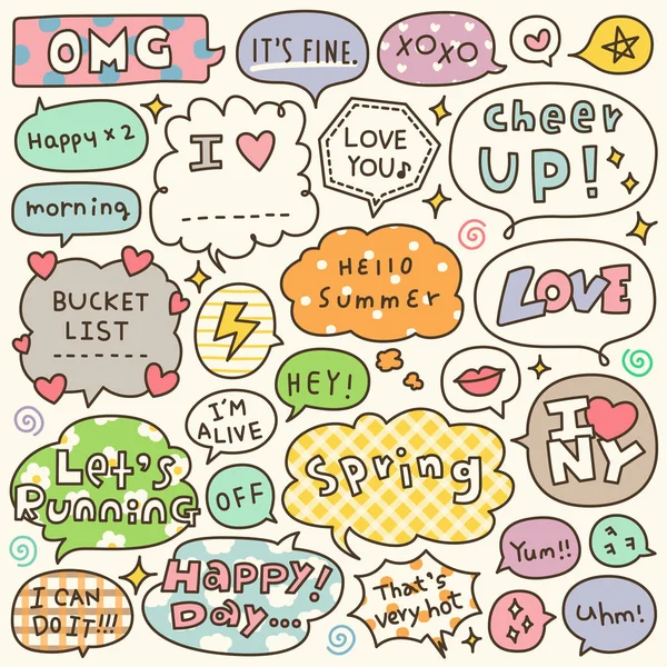 Elle çizilmiş konuşma ve düşünce kabarcıklar Doodle