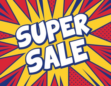 Süper satış arka planda Pop sanat tarzı