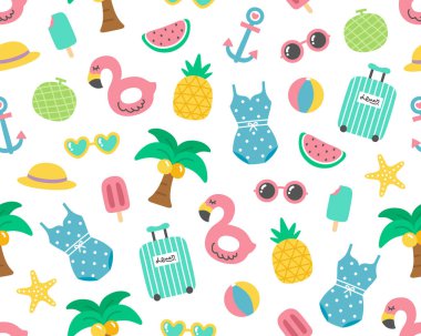 Şirin renkli yaz tatili Seamless Modeli