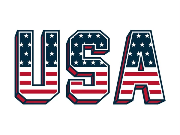 USA Lettering con bandiera degli Stati Uniti. Illustrazione vettoriale . — Vettoriale Stock