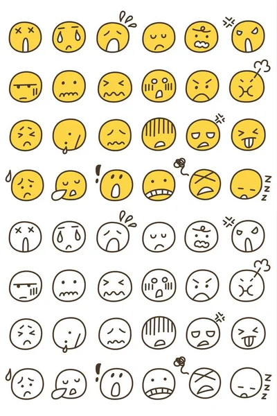 Handgezeichnetes Doodle mit verschiedenen Emoticons — Stockvektor