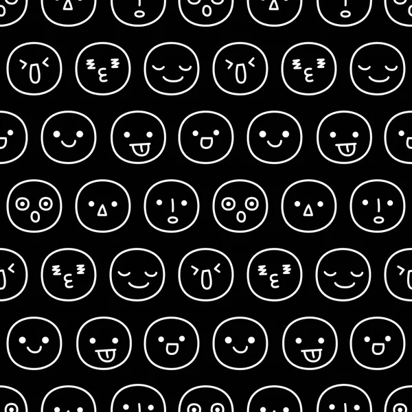 Handgezeichnete Smiley Gesichter nahtloses Muster — Stockvektor