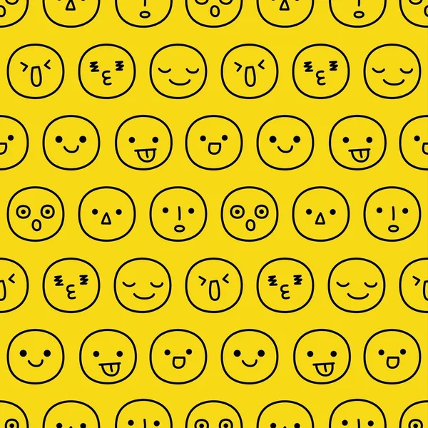 Dikişsiz desen elle çizilmiş gülen yüzler