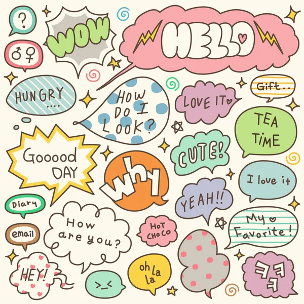 Elle çizilmiş konuşma ve düşünce kabarcıklar Doodle