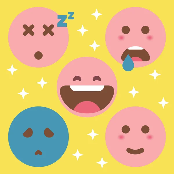 Niedliches flaches Emoticon-Set. Emoji-Symbol. — Stockvektor
