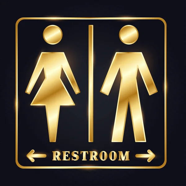 Golden Man och kvinna Silhouette Restroom Sign — Stock vektor