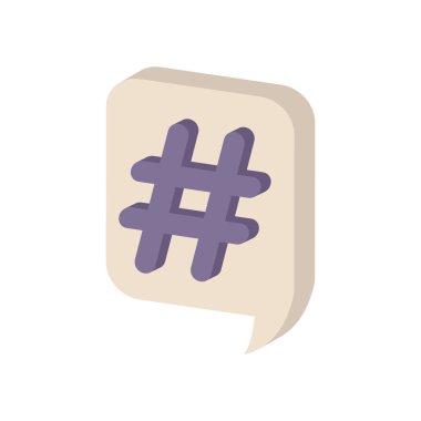 Hashtag Simgesi Konuşma Baloncuğu, Sosyal Ortam Düz Simgesi Vektörü.
