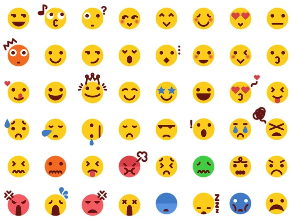 Verschiedene Emoticon Pack Kollektion Modernem Flachen Stil Vektor Emoji Symbolbündel — Stockvektor