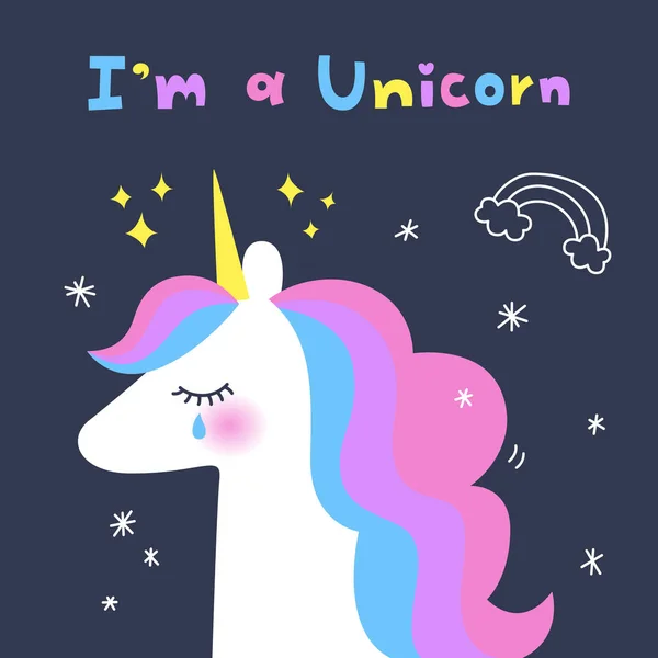 Illustrazione Unicorno Carino Disegnato Mano Piccolo Pony Carino Piccolo Magico — Vettoriale Stock