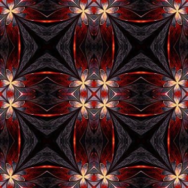 Simetrik çiçek deseni vitray pencere tarzı Işıklı üzerinde